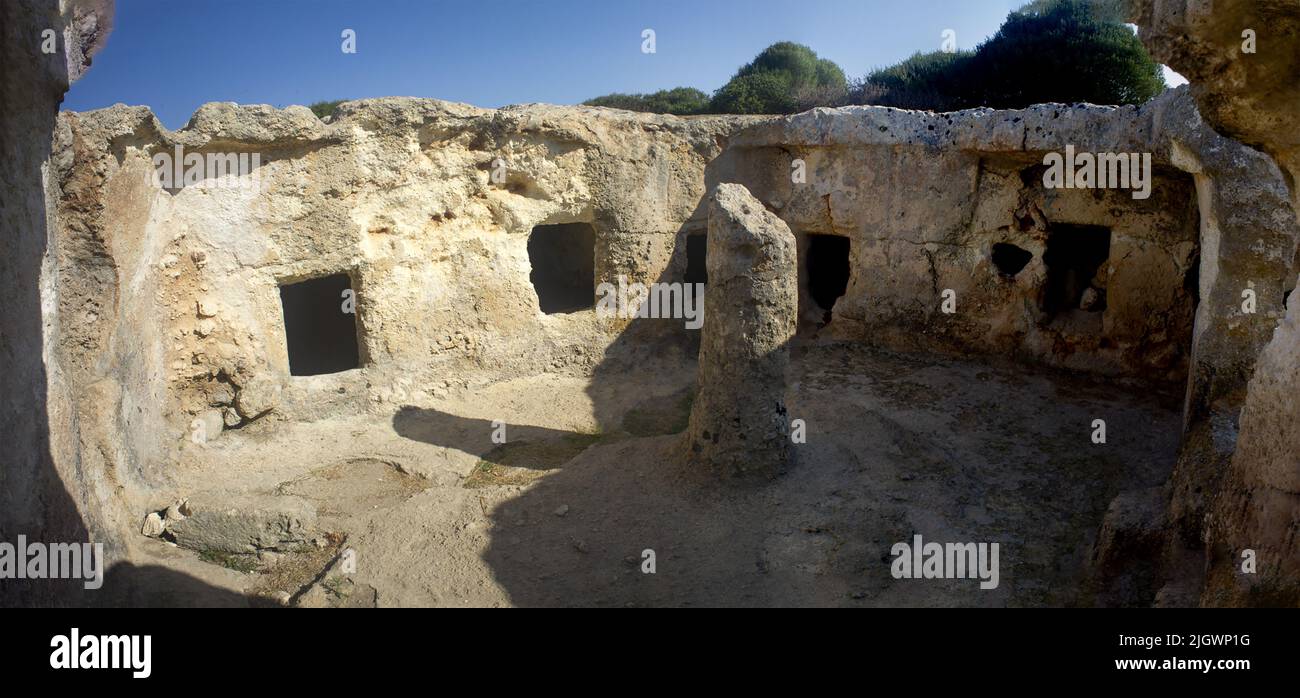 6 june 2021 - Europe, Italy, Sardinia, Porto Torres, Necropolis of Su Crucifissu Mannu from the 4th century BC Stock Photo