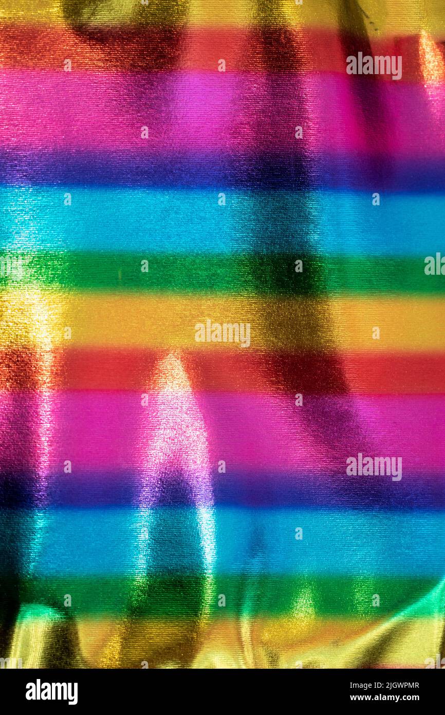 Fun Horizontal rainbow lines of color on shiny surface Stock Photo