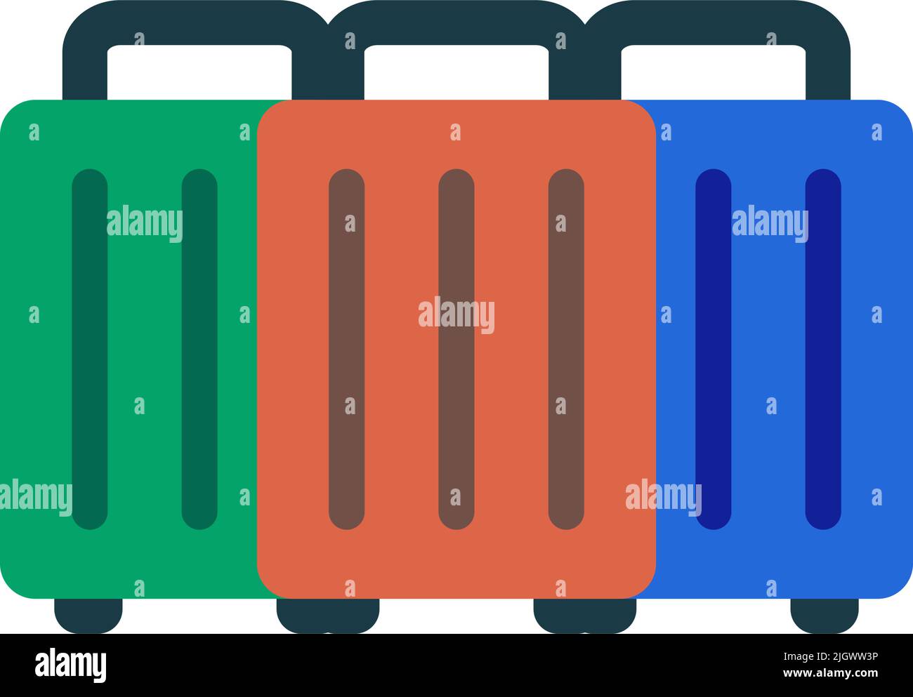 3 suitcase icons. Trunk case. Editable vector. Stock Vector