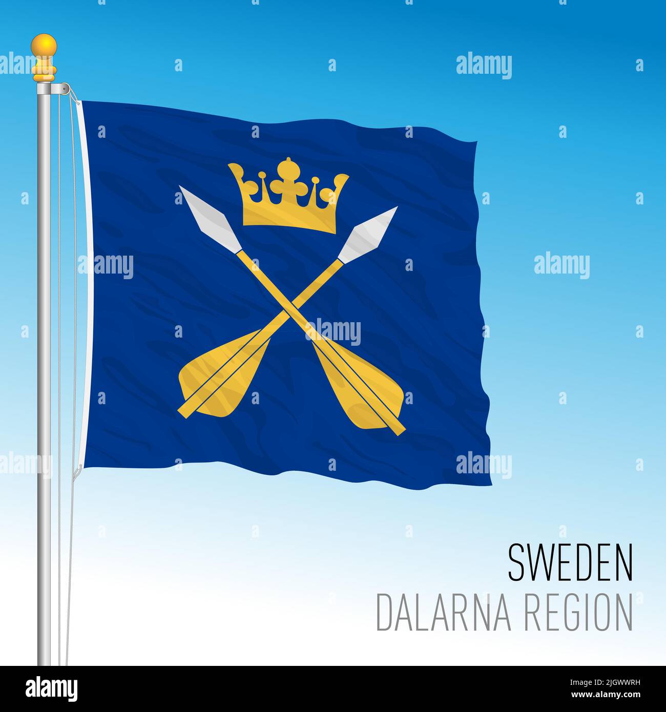 Dalarna regional flag, Kingdom of Sweden, vector illustration Stock Vector