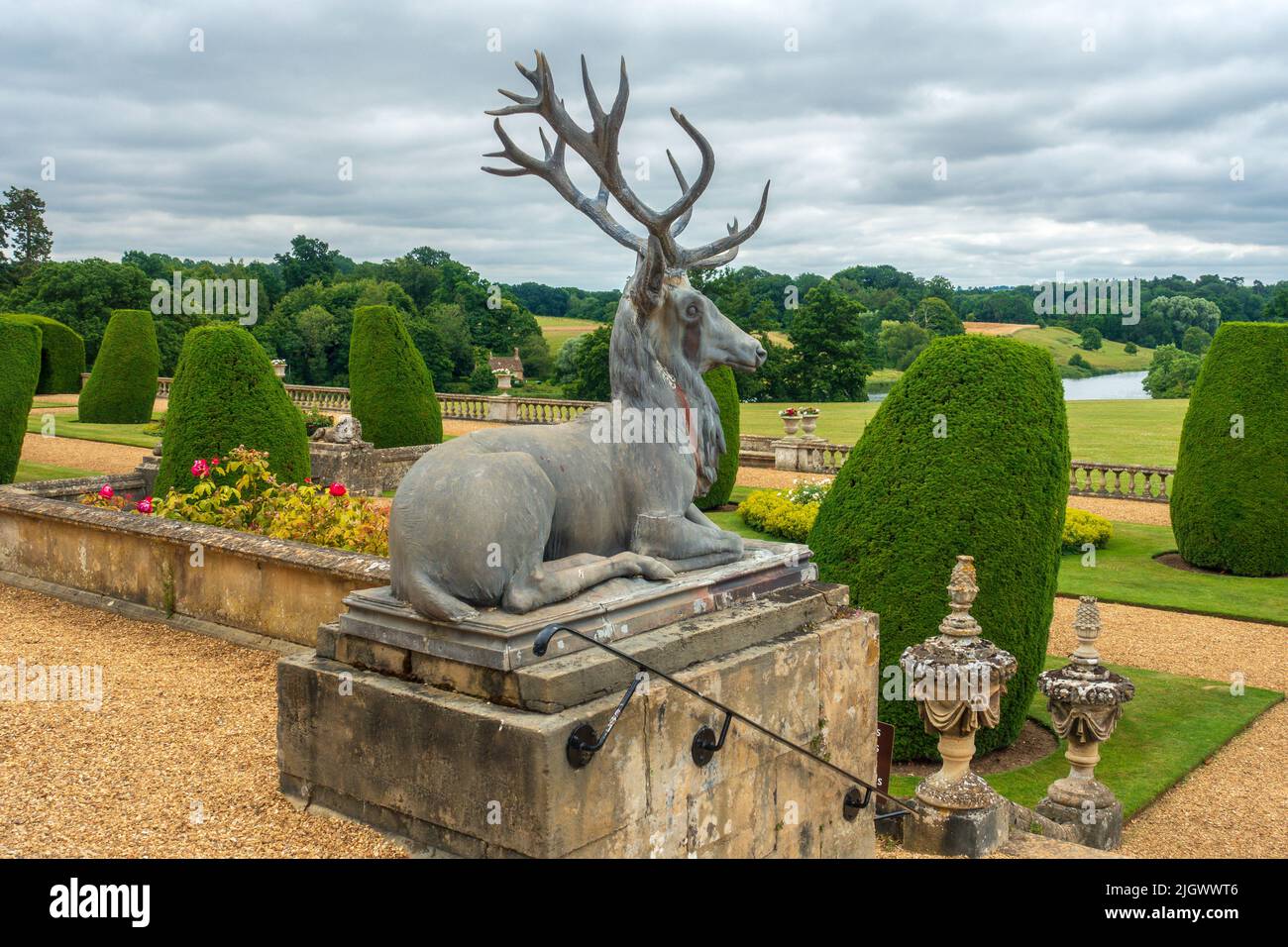 Bowood House,Gardens,Stag,Sculpture,Wiltshire,England,UK Stock Photo