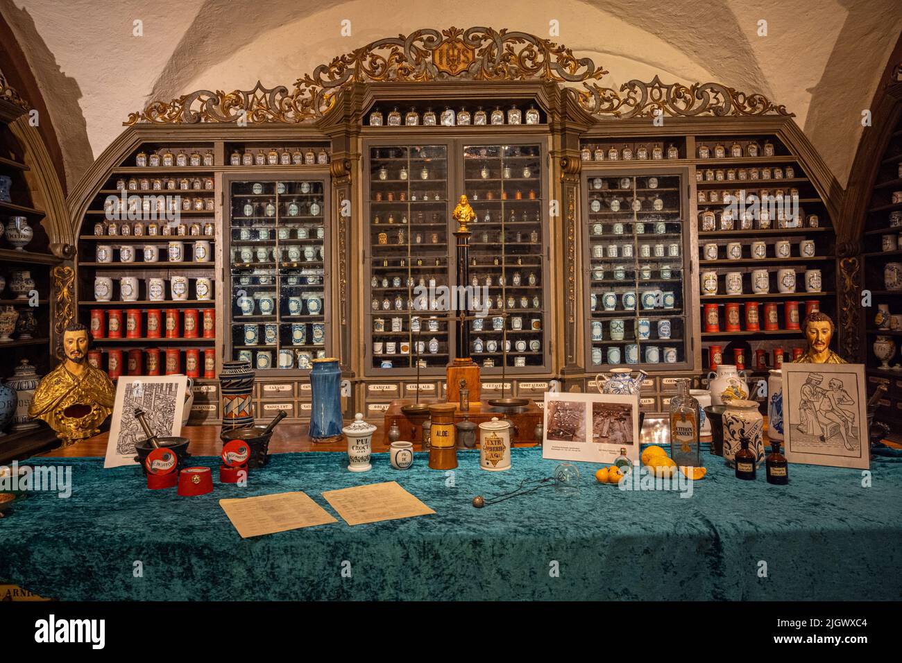 Old pharmacy cupboard in Heidelberg Castle. Baden Wuerttemberg, Germany, Europe Stock Photo