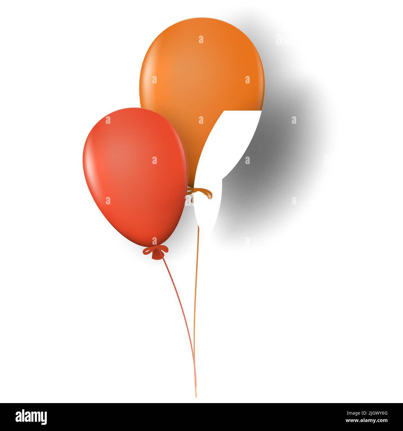Bunch of three colored balloons red, orange color with highlights and ...
