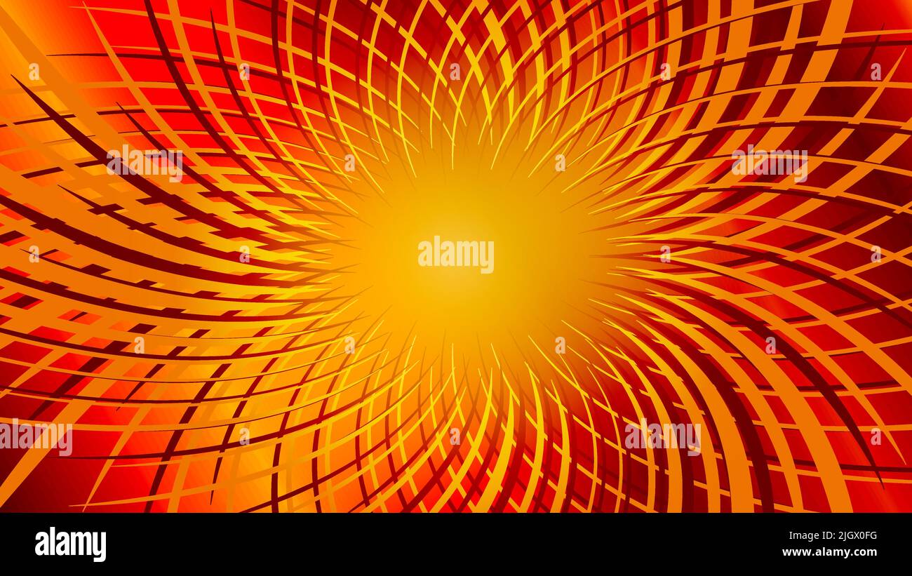 Gradient red yellow background with circular radial twisted lines ...
