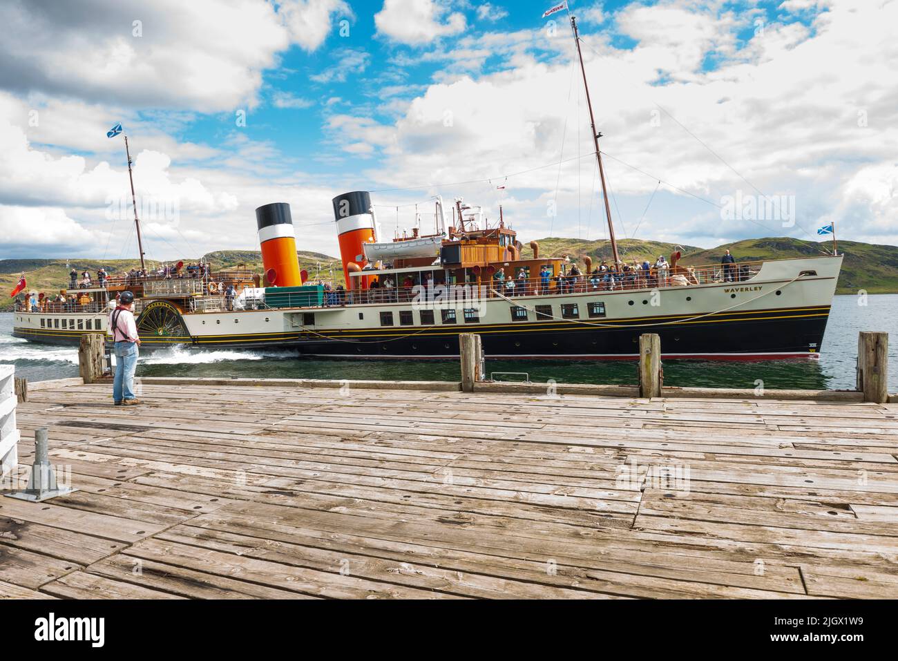 Paddle Steamer Waverley at Tighnabruaich Pier Kyles of Bute Stock Photo