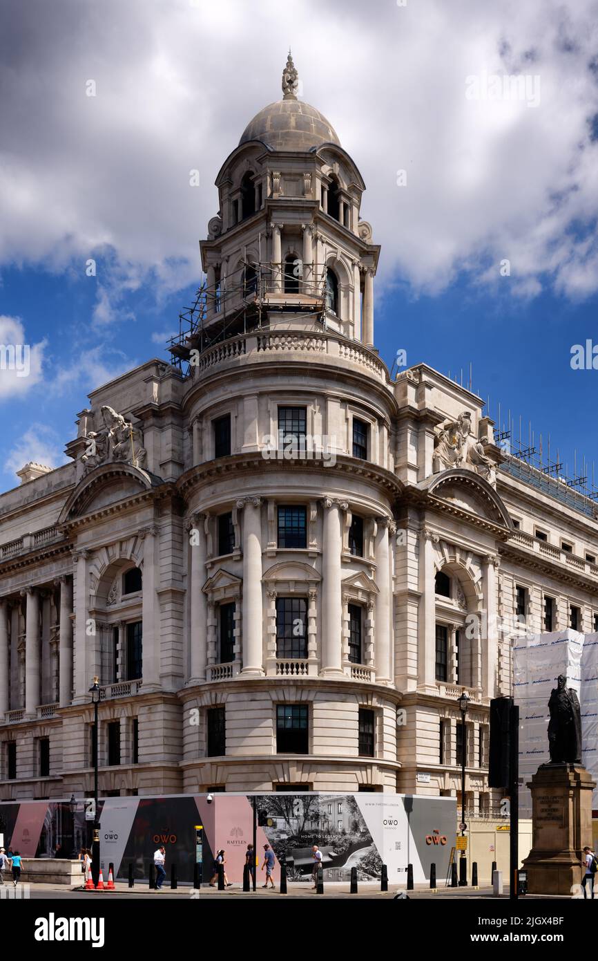 Frontage of the new Raffles OWO hotel on Whitehall, London, England Stock Photo