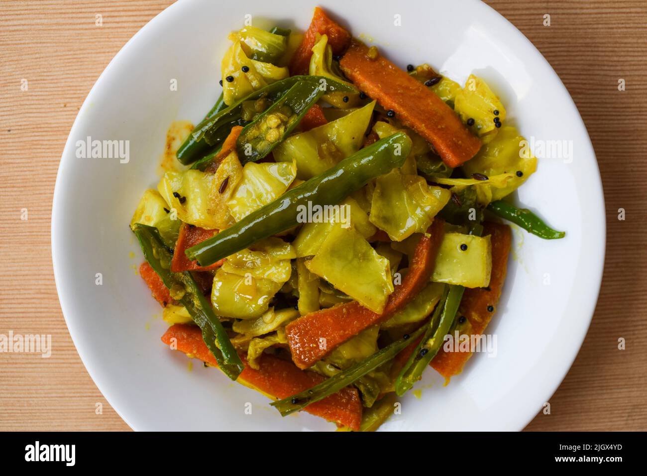 Tasty and healthy Cabbage recipe dish. Indian curry. Gujarati dish