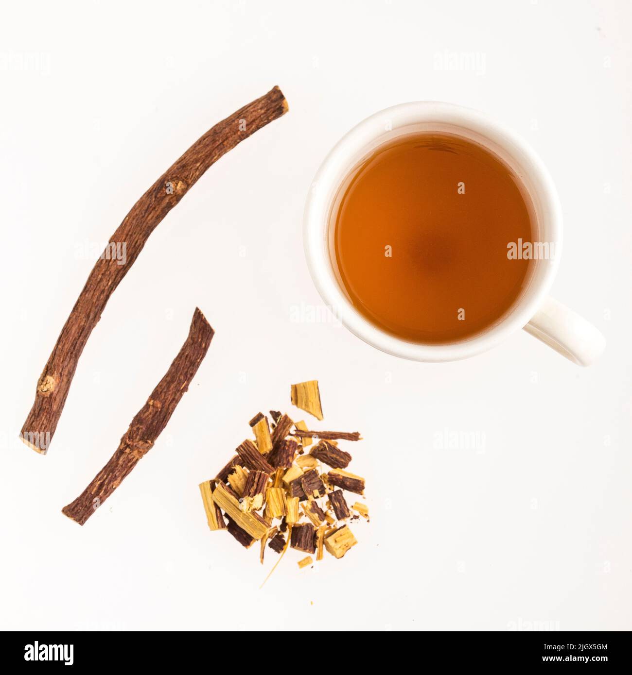Glycyrrhiza glabra Licorice roots with hot drink Stock Photo Alamy