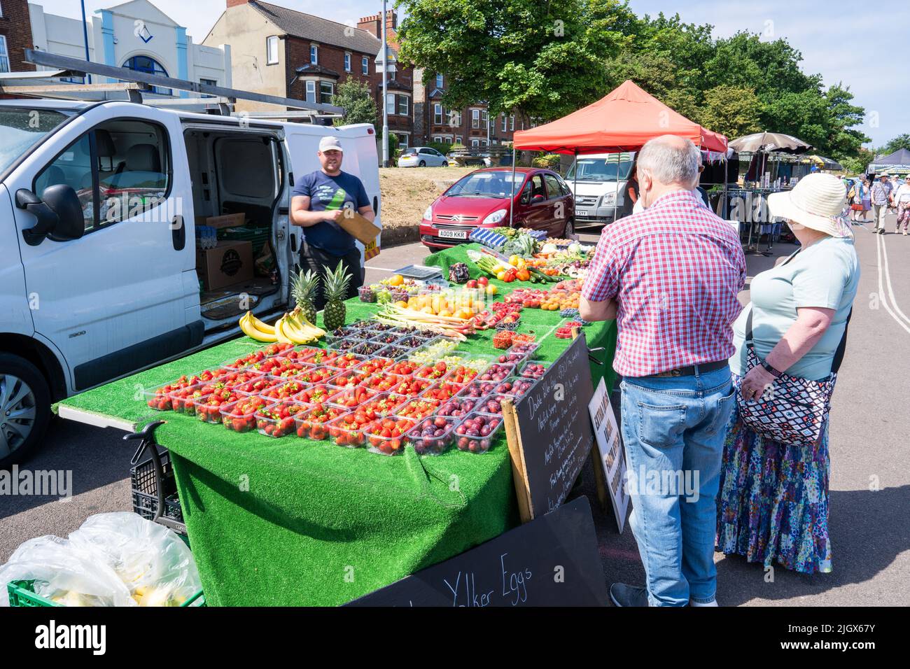 A view of the local weekly market at Sheringham North Norfolk Stock Photo Alamy