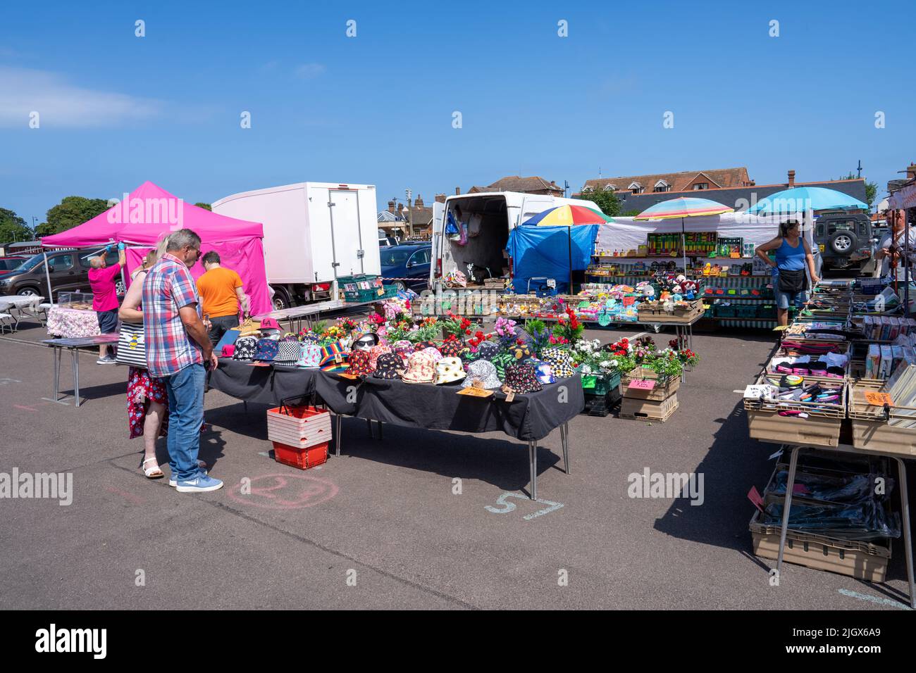 A view of the local weekly market at Sheringham North Norfolk Stock Photo Alamy