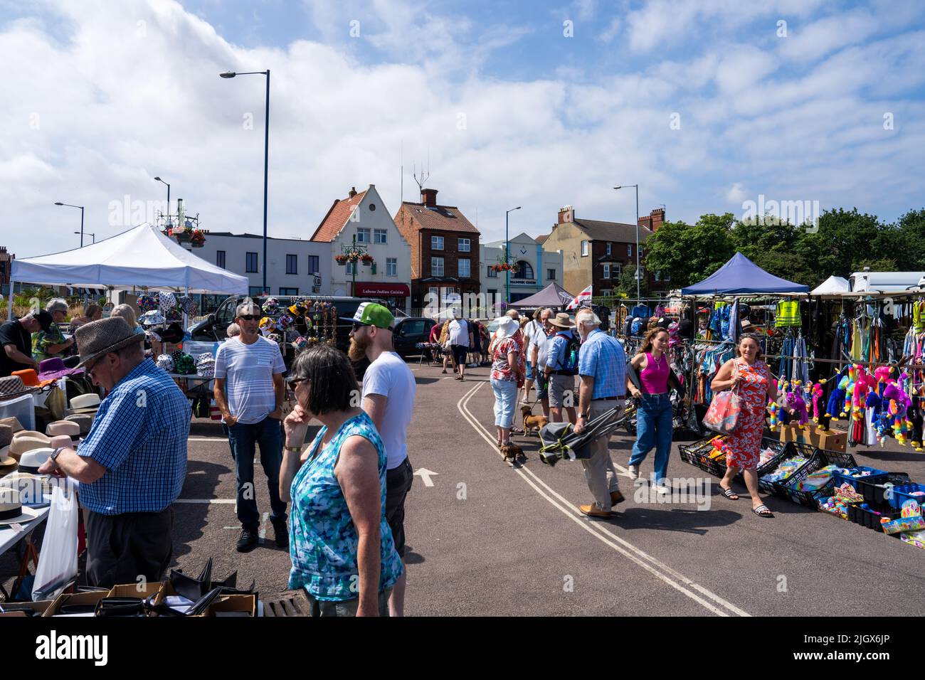 A view of the local weekly market at Sheringham North Norfolk Stock Photo Alamy