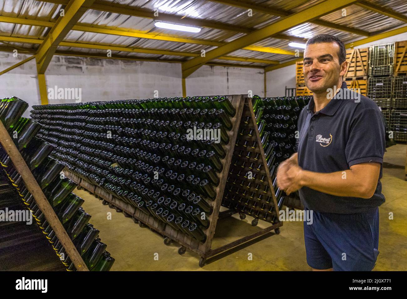 Frédéric Raspail shows the winery where crémant is produced in the