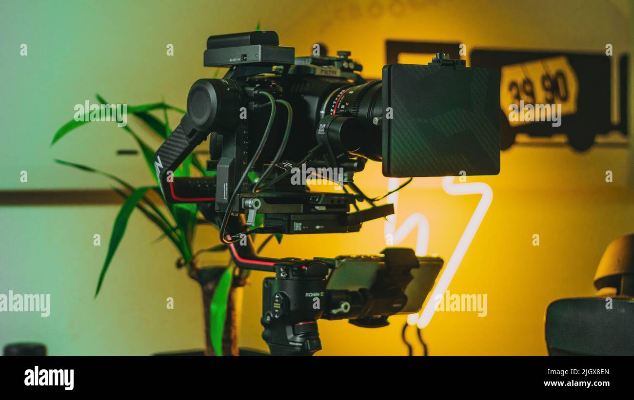 The Sony FX3 Cinema camera with the Ronin RS2 gimbal Stock Photo