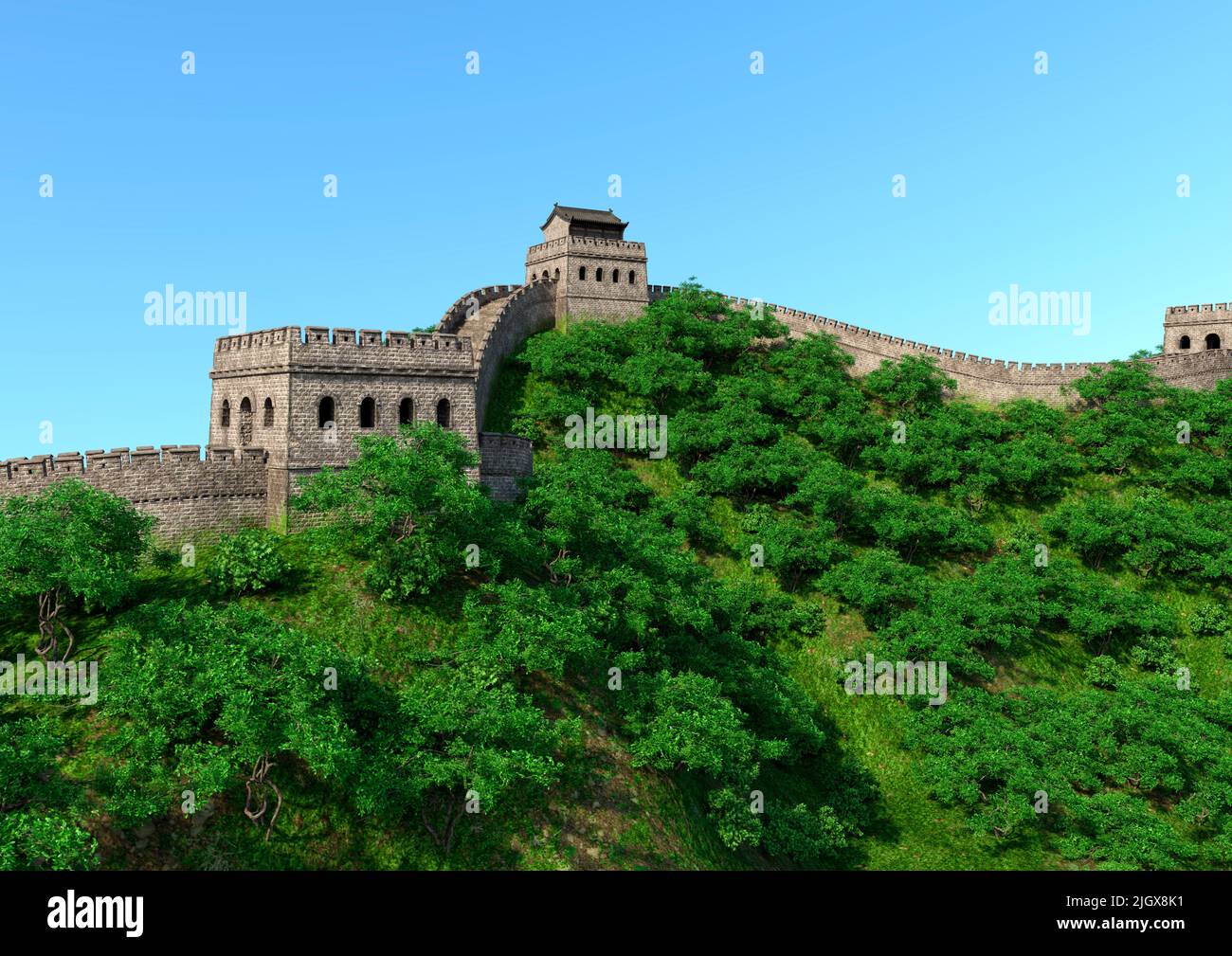 3D rendering of a Great Wall of China, a historic fortification Stock ...