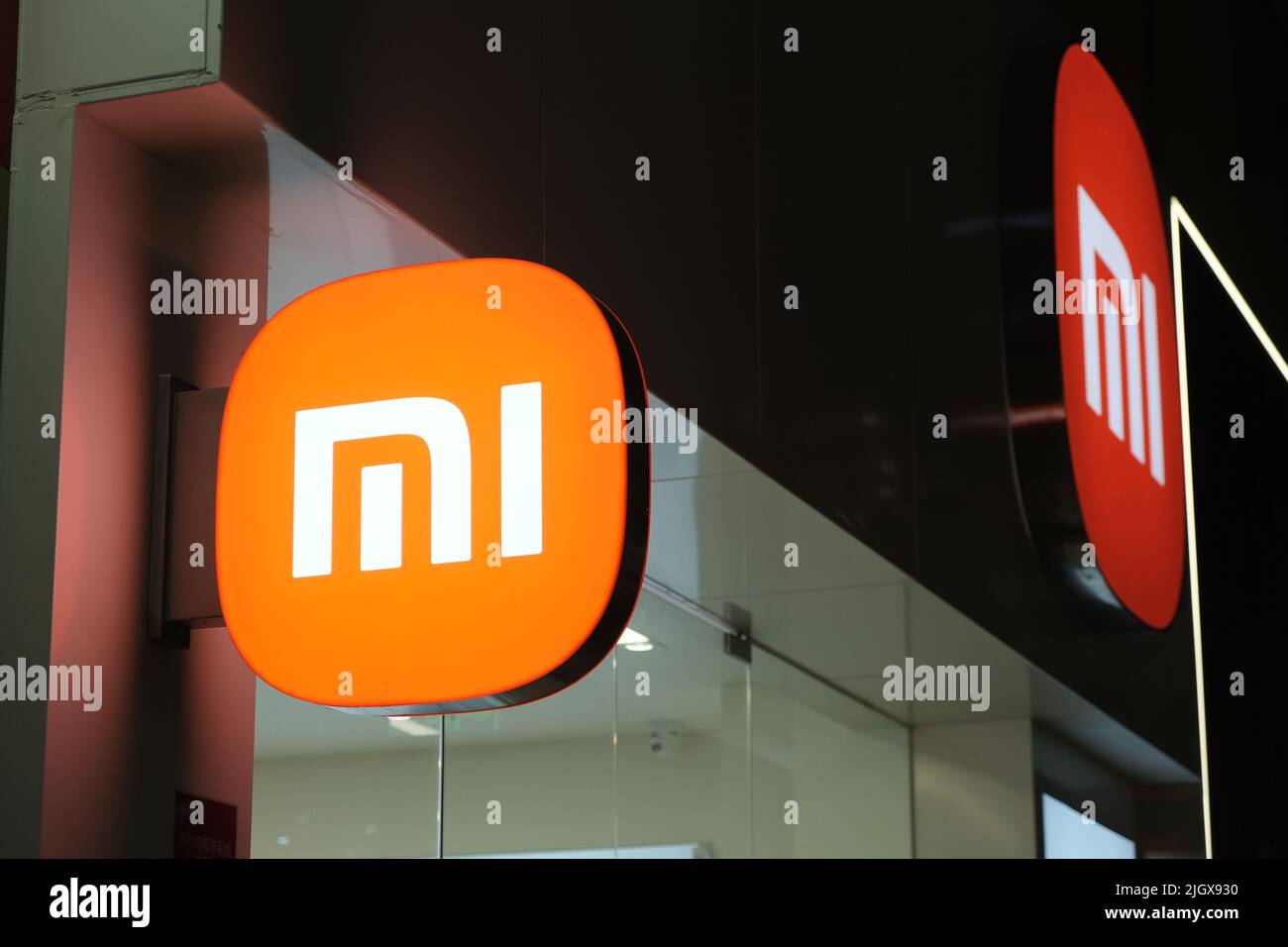 Shanghai.China-Nov.13th 2021: Xiaomi store sign. Chinese electronic company Stock Photo
