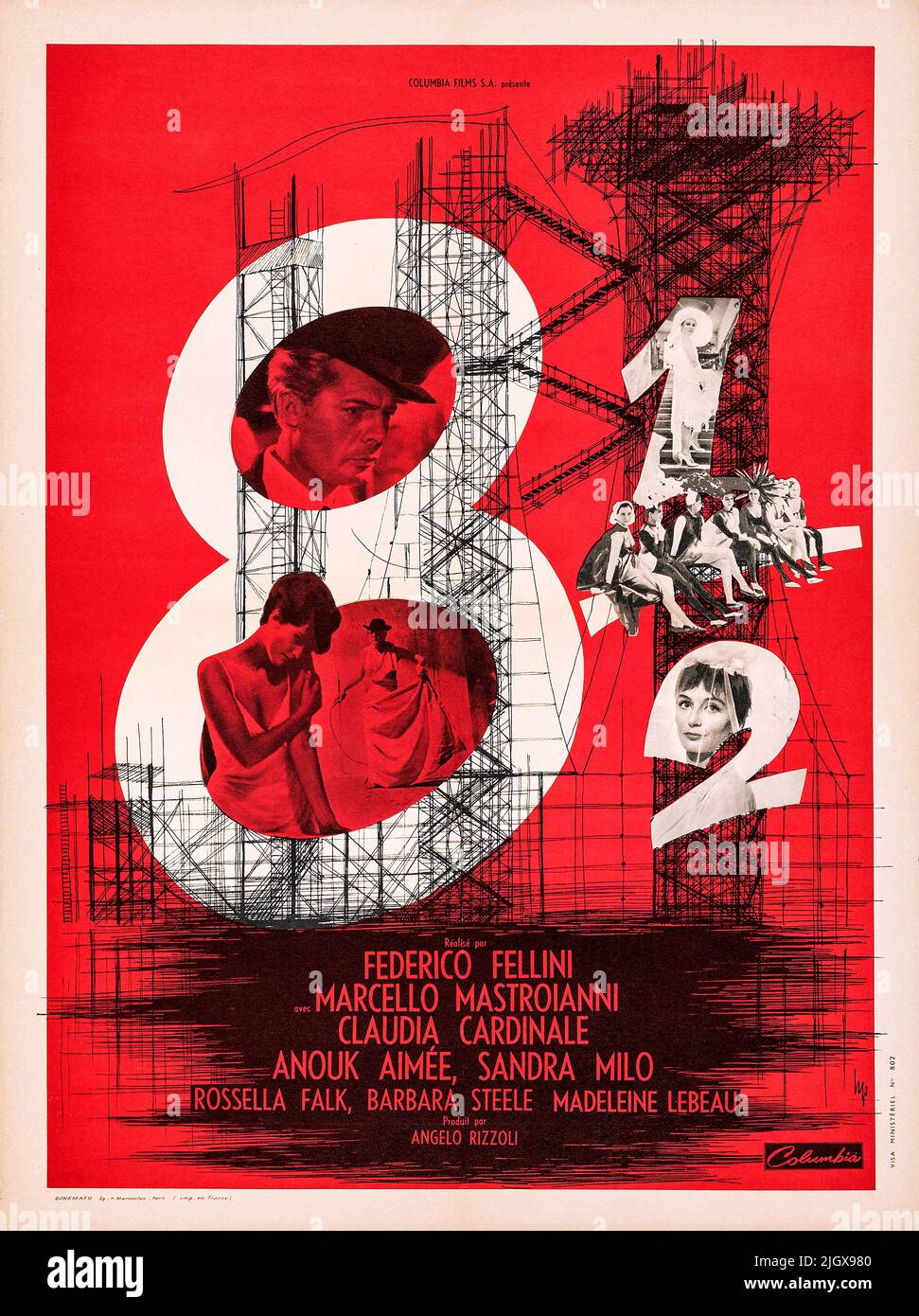 Federico Fellini, 8 e 1/2 (eight and half) italian movie poster, 8