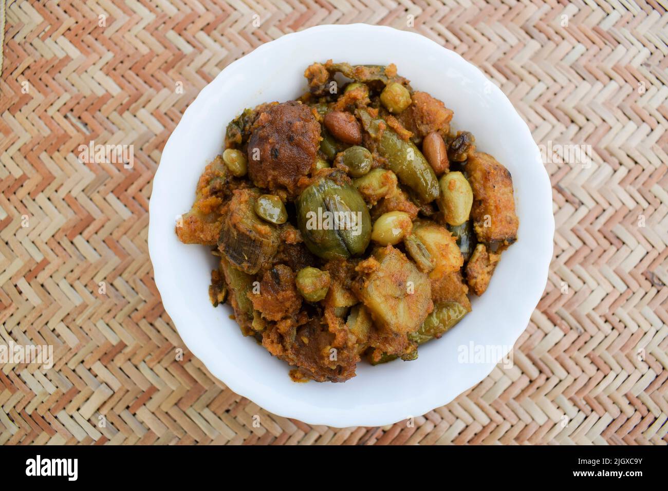 Authentic Gujarati undhiyu dish prepared with fresh vegetables during