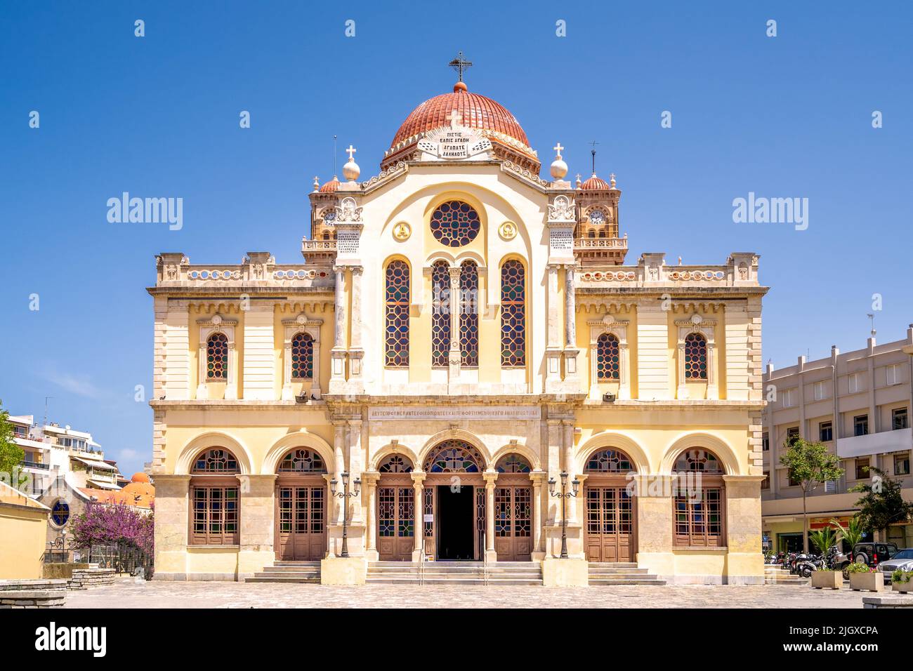 Minas Cathedral, Heraklion, Island Crete, Greece Stock Photo