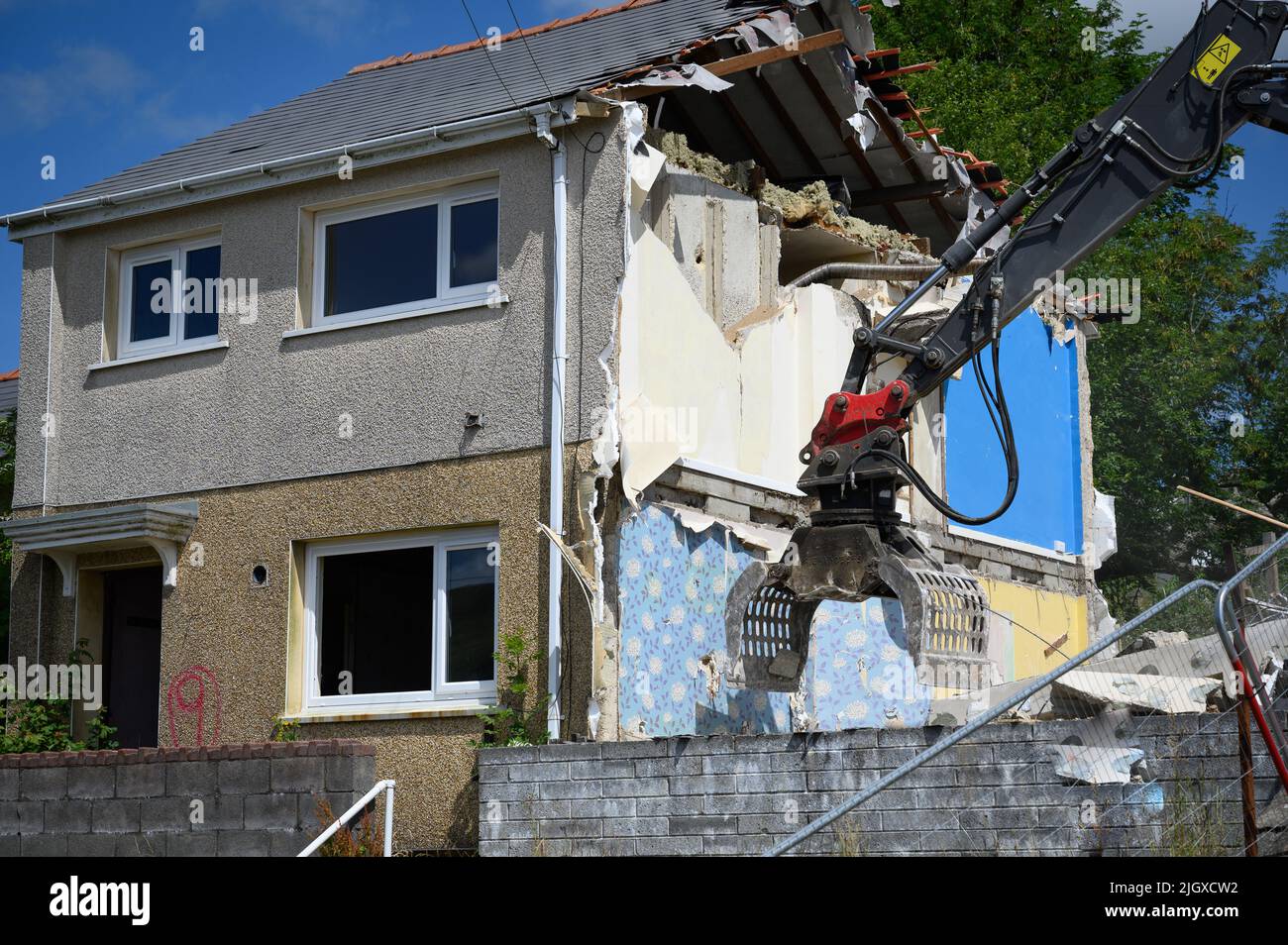 Property Demolition. A row of houses in united kingdom being demolished