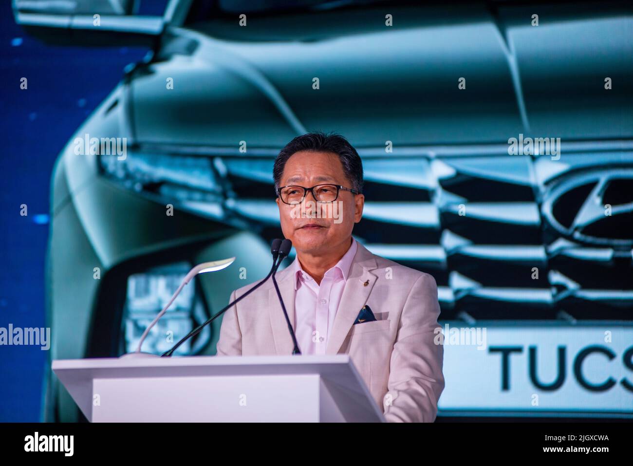 Unsoo Kim MD and CEO of Hyundai Motor India Ltd speaks during the ...