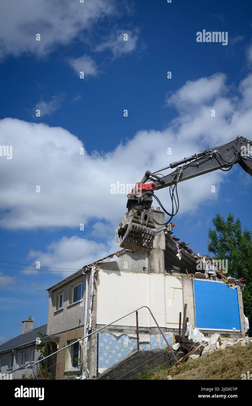 Property Demolition. A row of houses in united kingdom being demolished