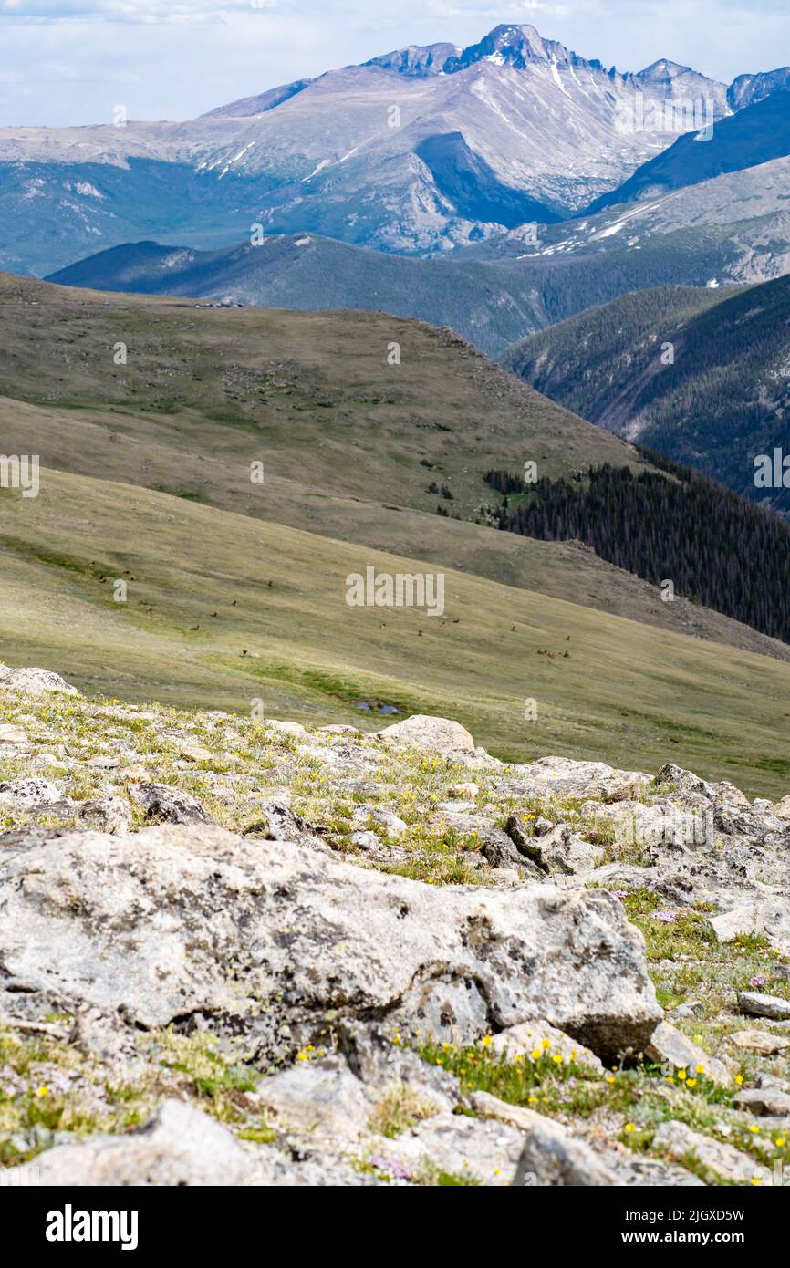 The view of Rocky Mountain National Park from one of the scenic spots