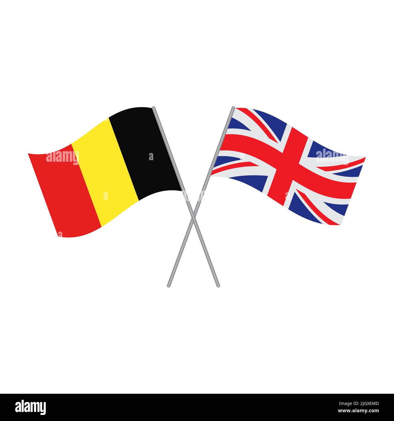 Belgian and British flags vector isolated on white background Stock Vector