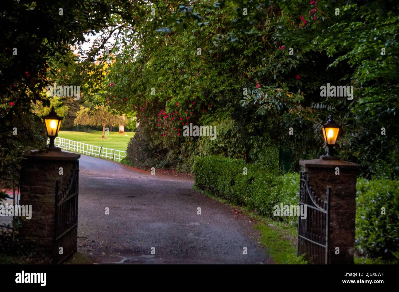 Stone and iron entrance gate at the Virginia Park Lodge in County Cavan