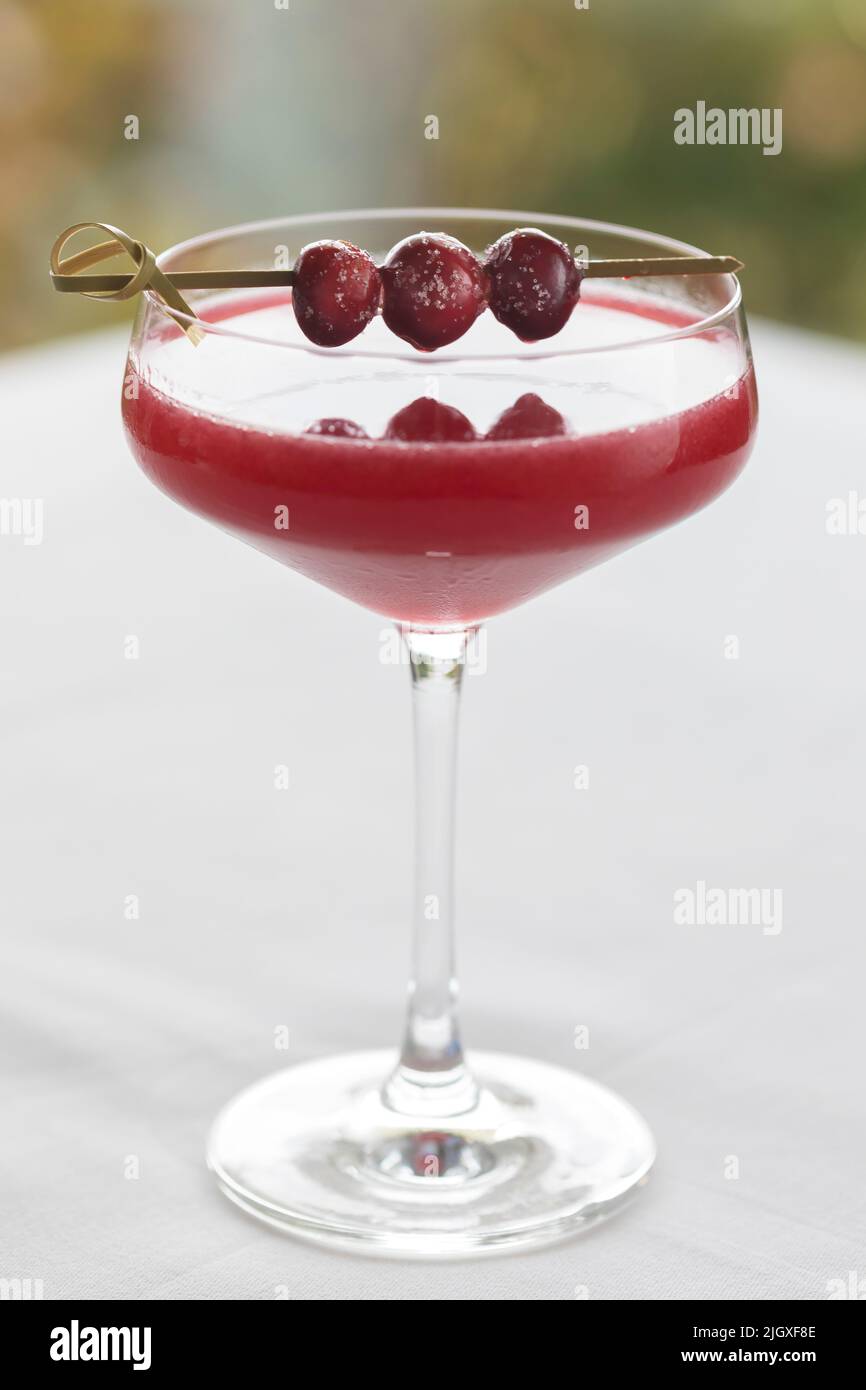 Close-up of fall cranberry cocktail with out of focus background Stock Photo