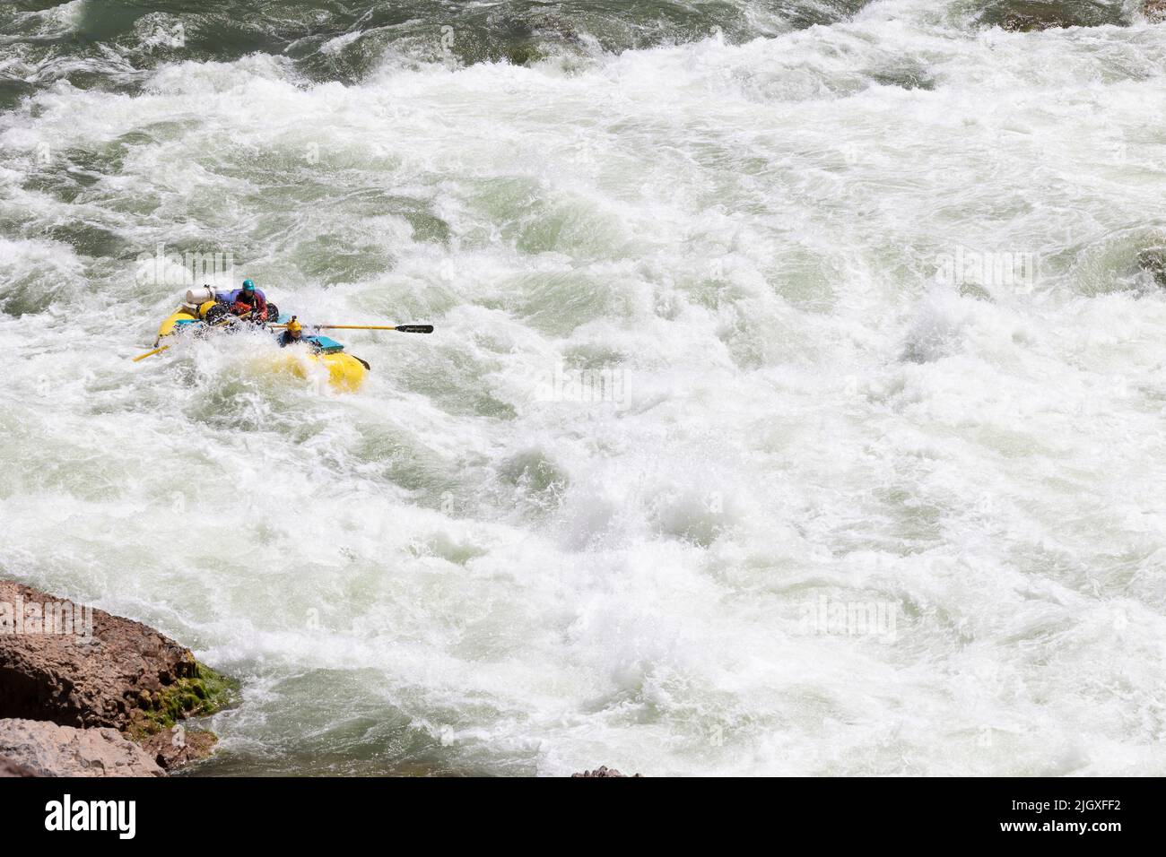 Rafting through Lava Falls on the Colorado River Stock Photo