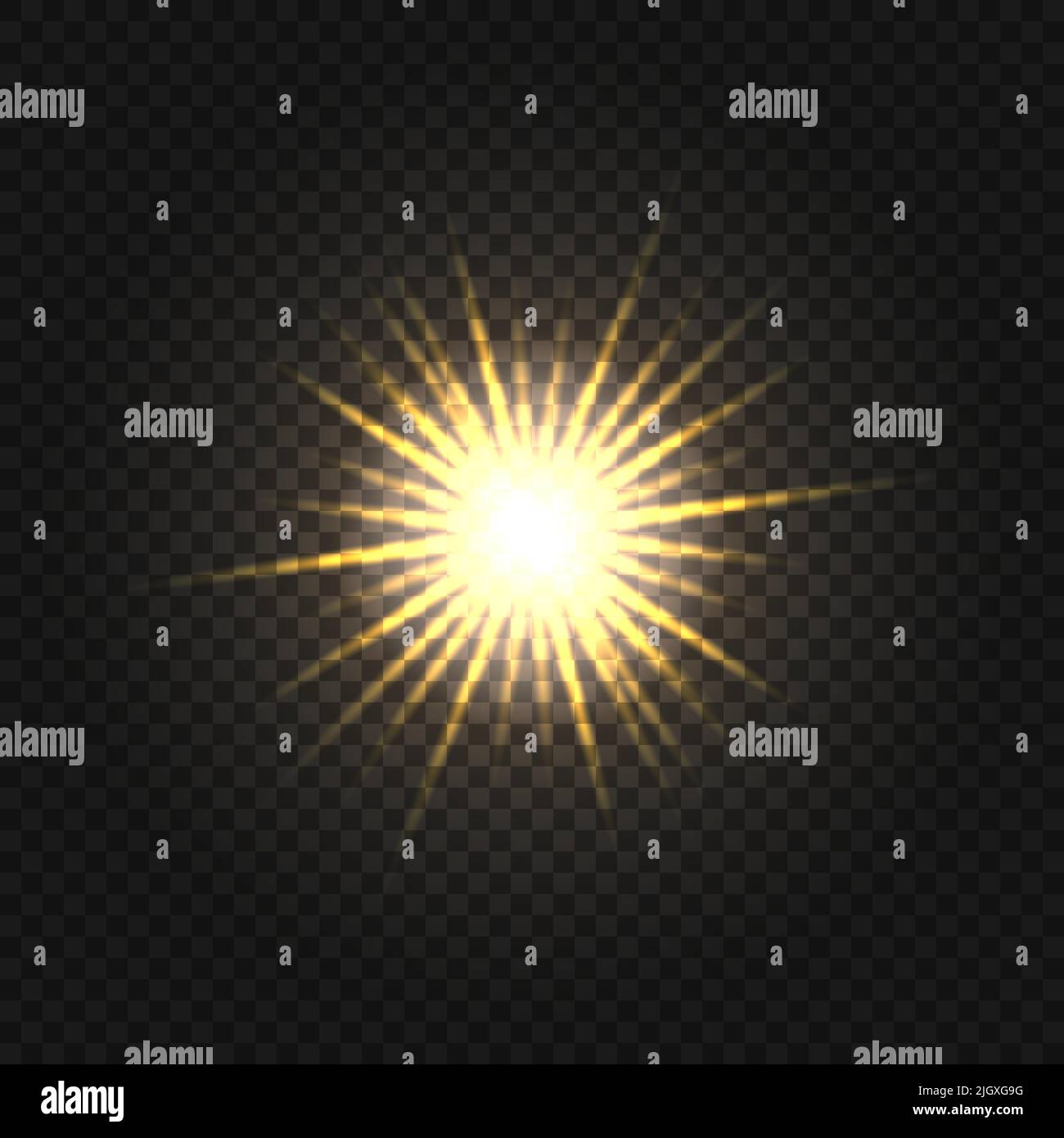 Sun rays on a transparent background. Vector illustration Stock Vector
