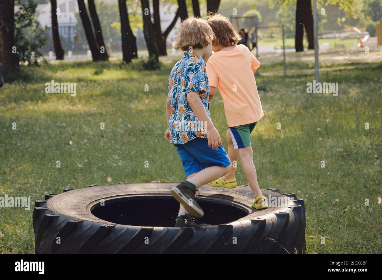 Kids playing outdoors, sport summer day activity Stock Photo Alamy