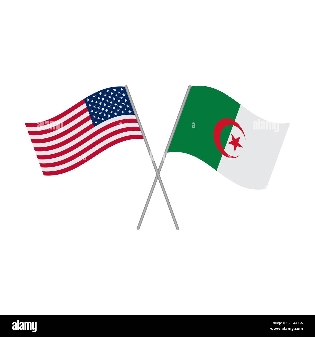 American and Algerian flags vector isolated on white background Stock Vector