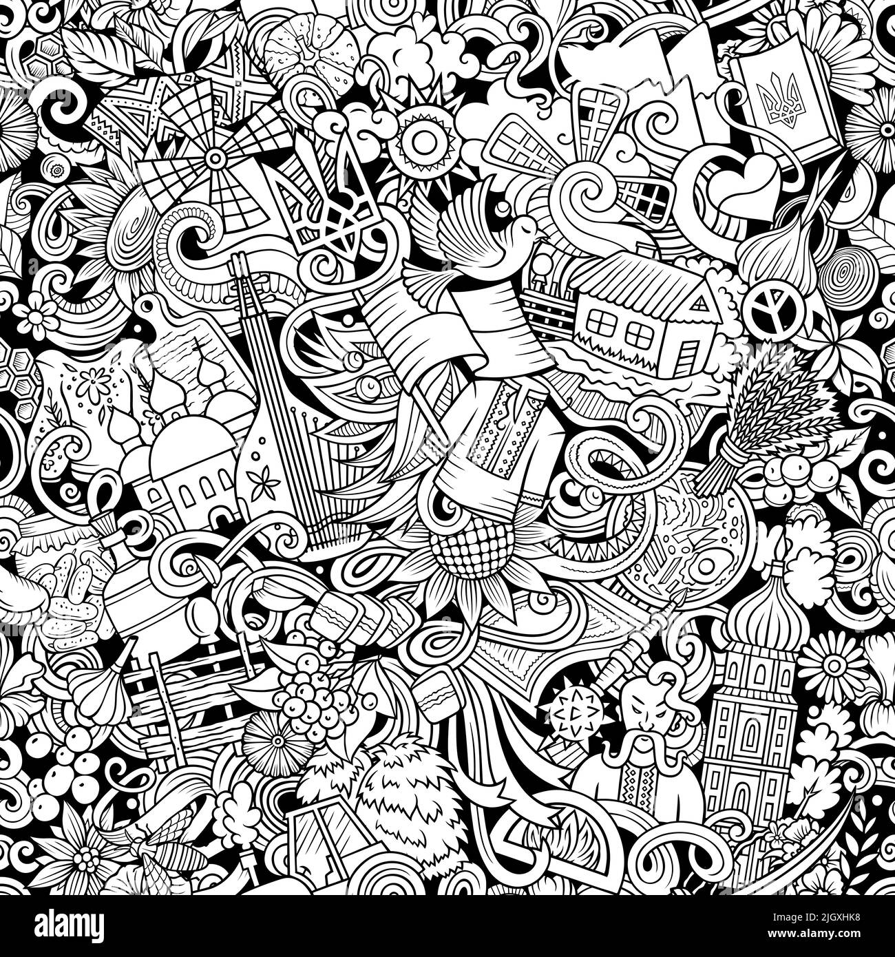 Cartoon doodles Ukraine seamless pattern Stock Vector Image & Art - Alamy