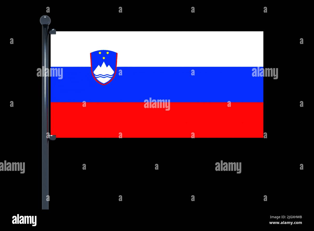 A vector illustration of the flag of Slovenia on a black background ...