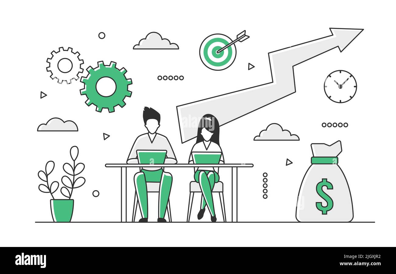 Successful business earnings growth. Increasing profit and total