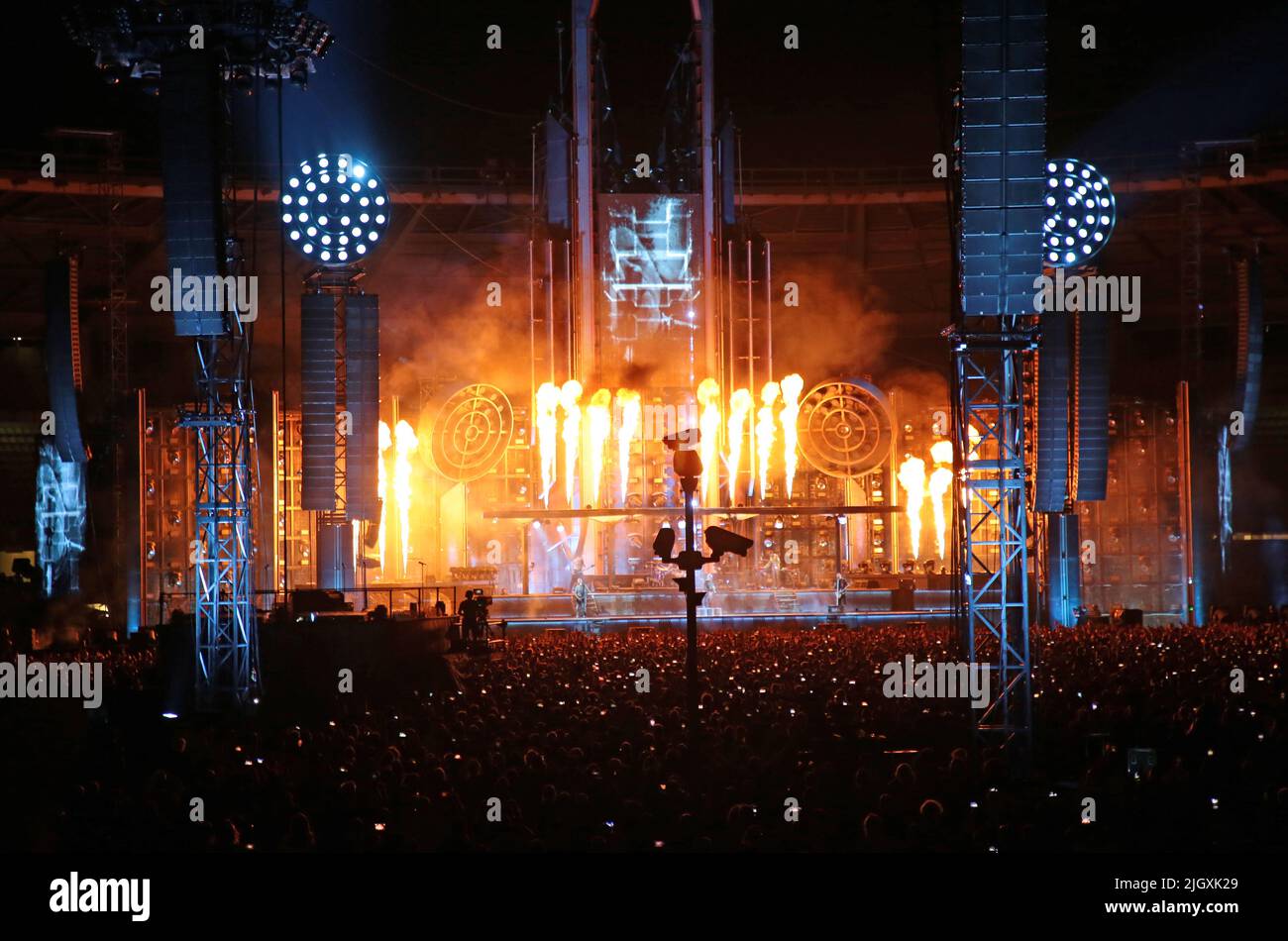 TURIN, ITALY - JULY 12 : Rammstein concert during 'Europe Stadium Tour 2022' on July 12, 2022 in Turin, Italy Stock Photo