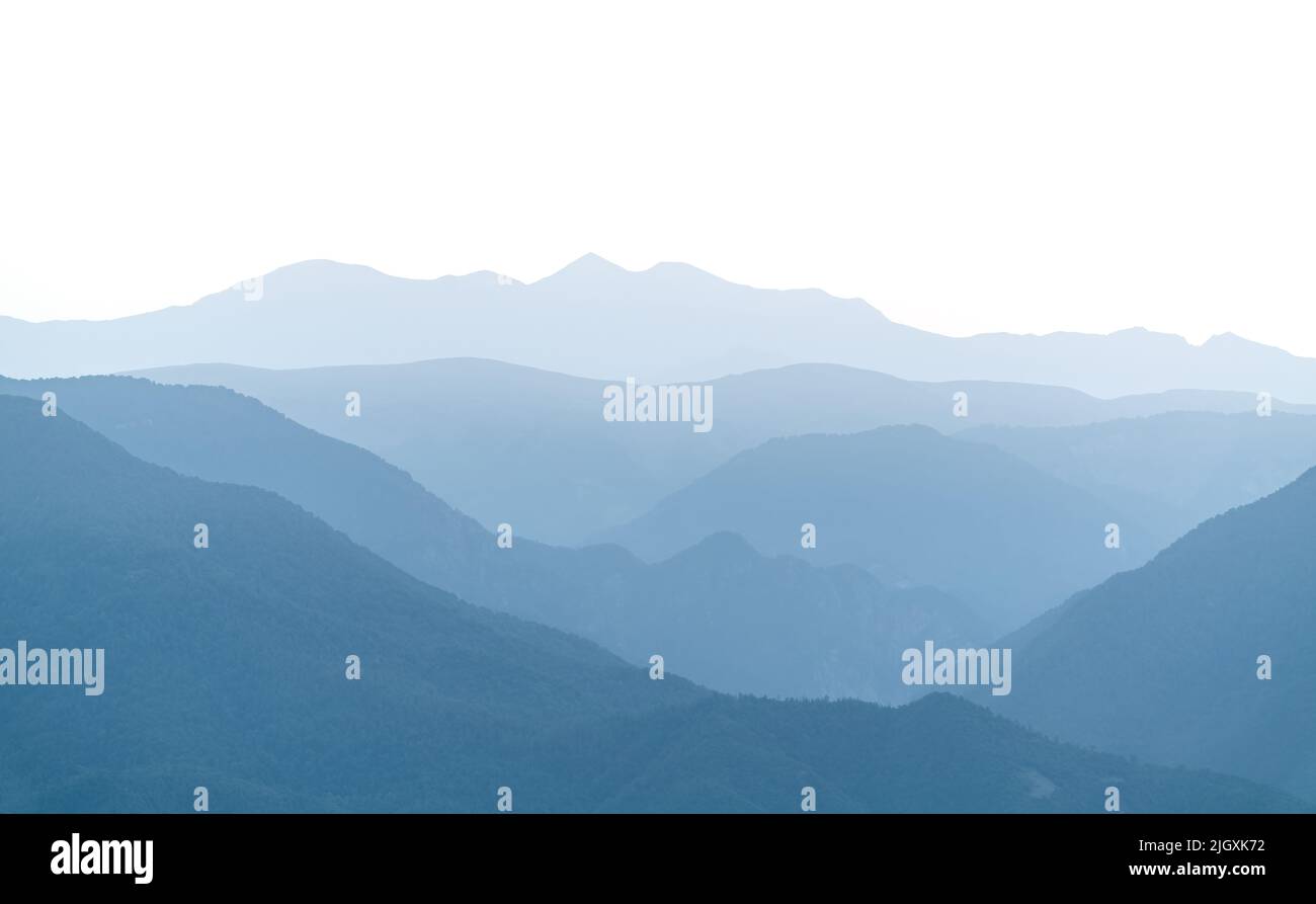 Silhouettes of the mountain ranges Stock Photo