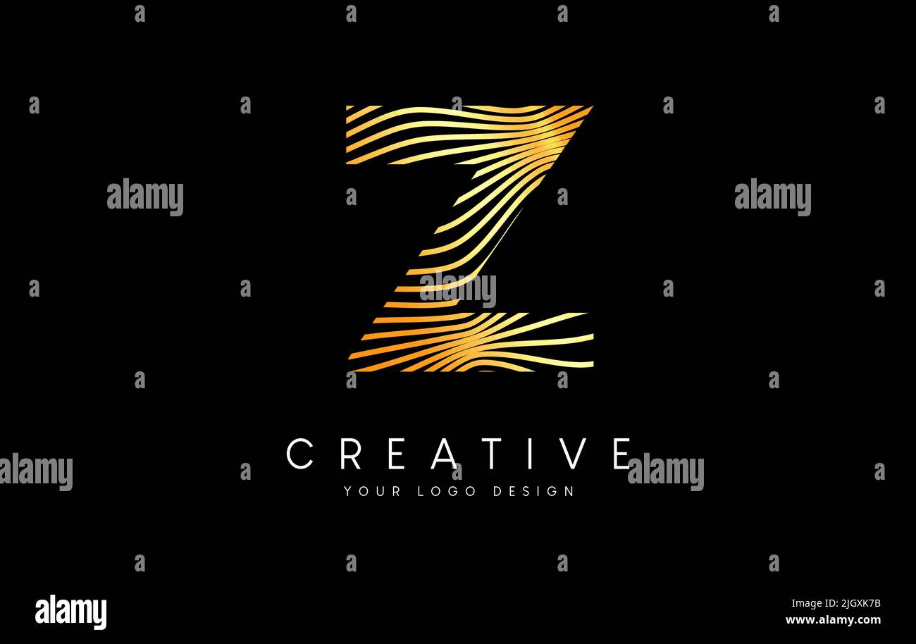 Warp Zebra Lines Letter Z logo Design with Golden Lines and Creative ...