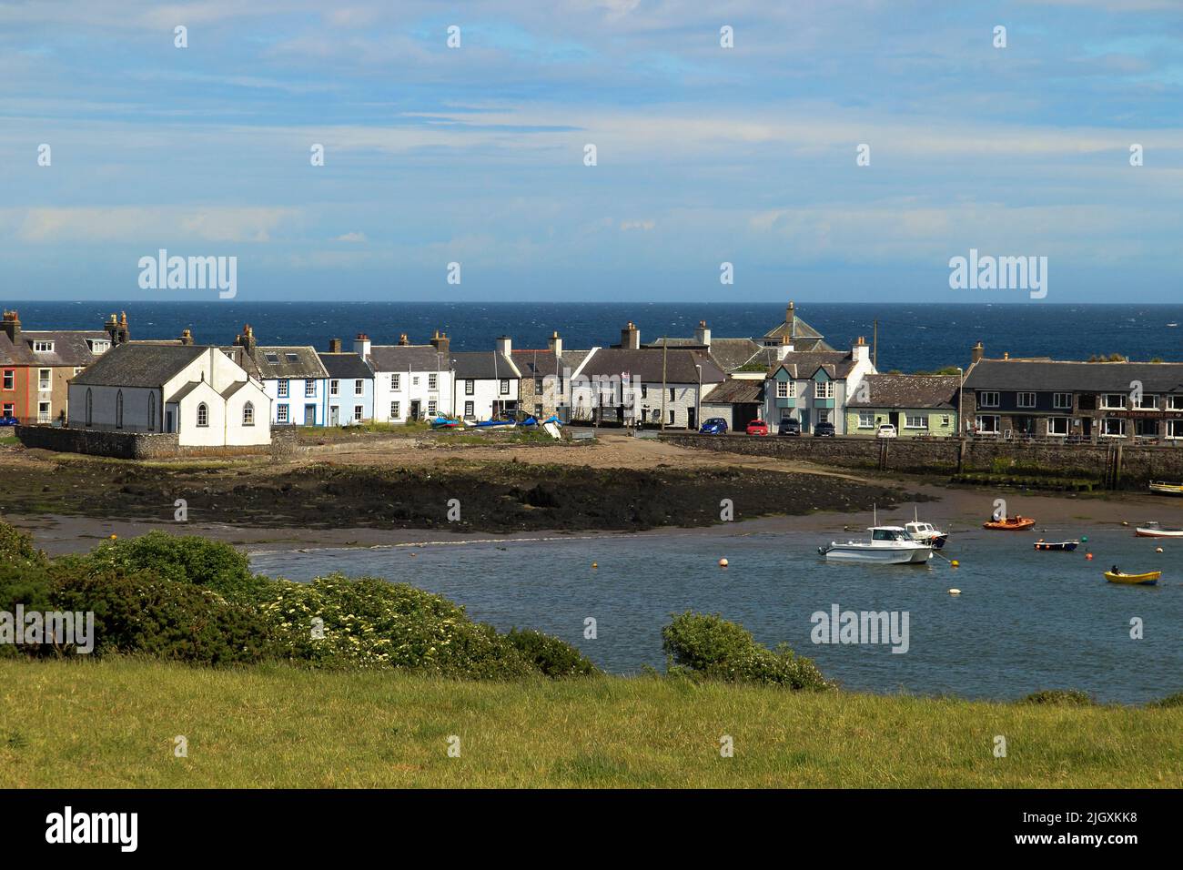 Colourful painted houses, Isle of Whithorn, Dumfries & Galloway, Scotland, UK Stock Photo