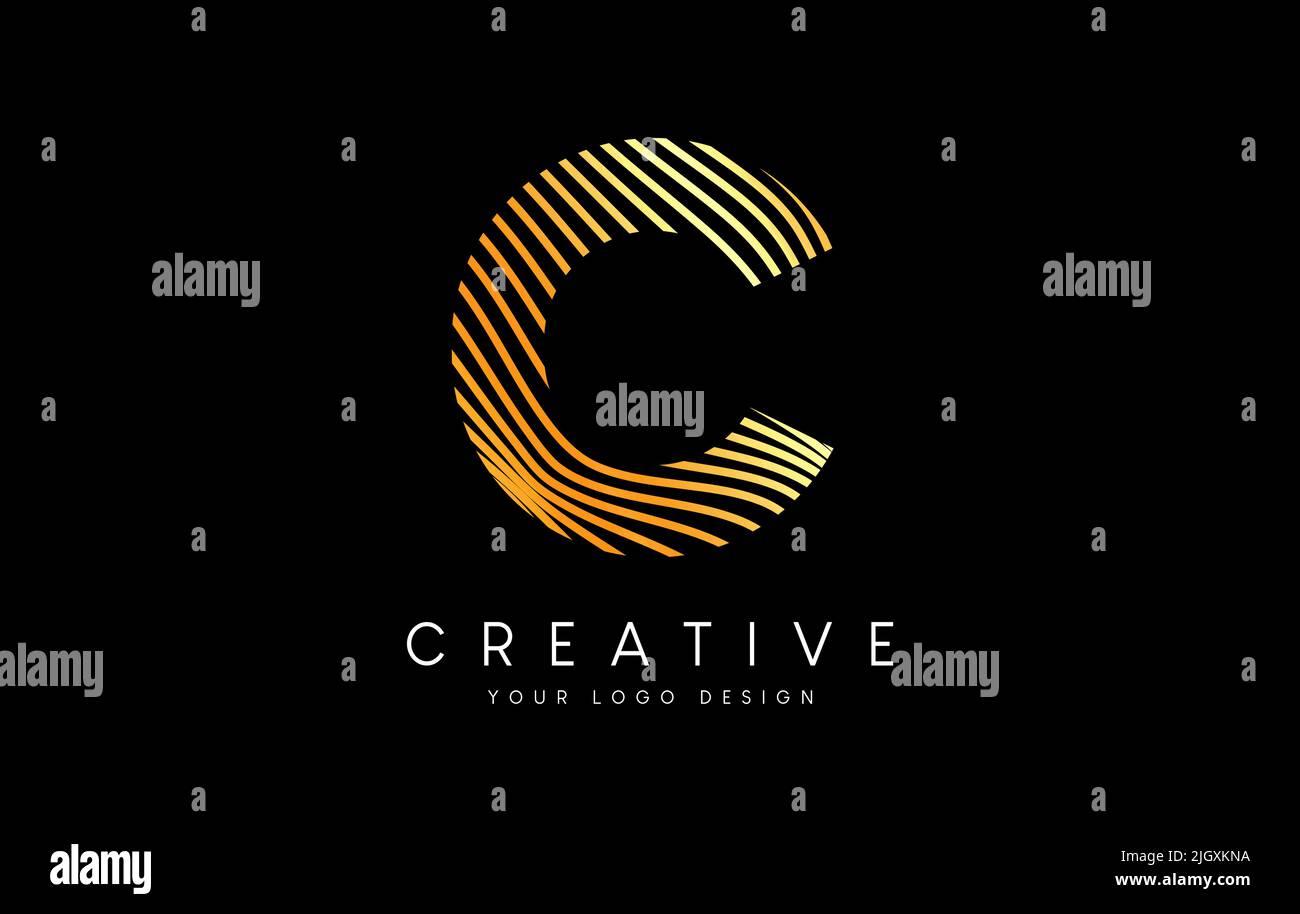 Warp Zebra Lines Letter C logo Design with Golden Lines and Creative ...