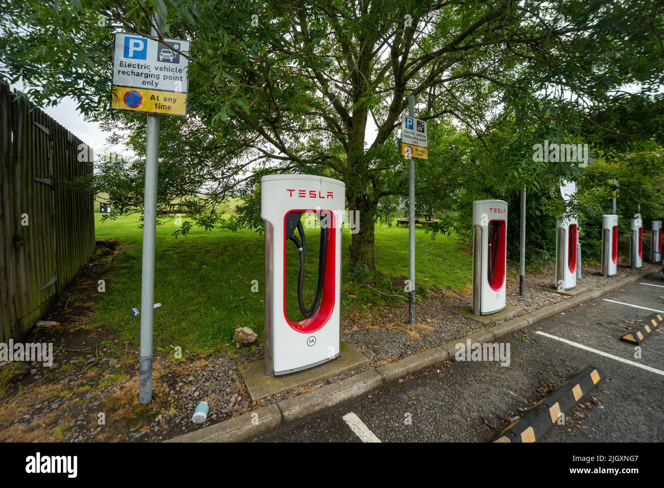 Tesla Supercharger charging points, Break Services Abington