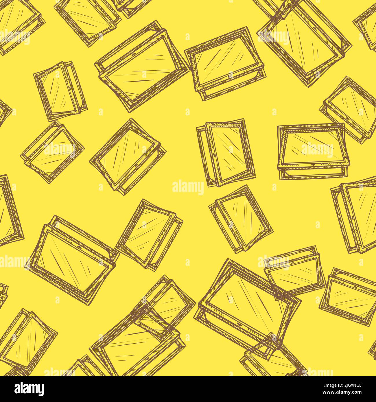 Opened window lean forward seamless pattern. Retro element inside wall ...