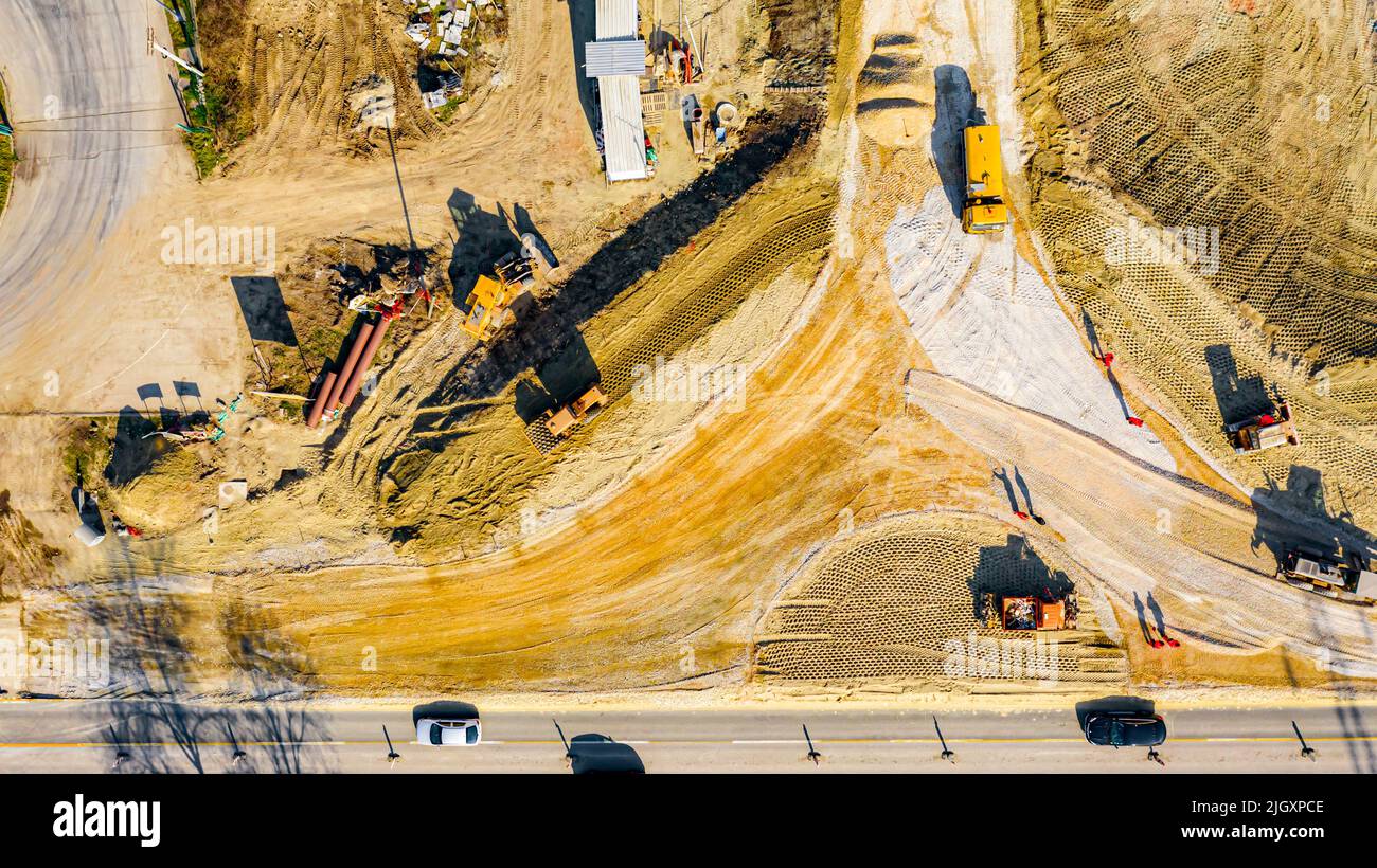 Aerial view active construction site hi-res stock photography and ...