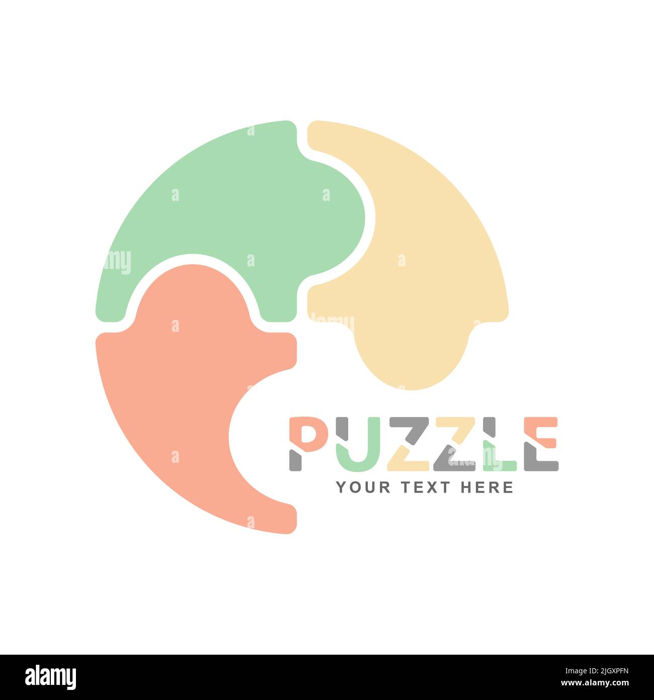 Puzzle. Vector template for logo, brand, label or sticker. Flat style Stock Vector