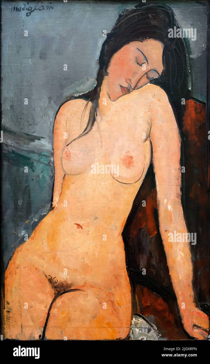 Modigliani. Nude by Amedeo Clemente Modigliani (1884-1920), oil on canvas, c. 1916 Stock Photo