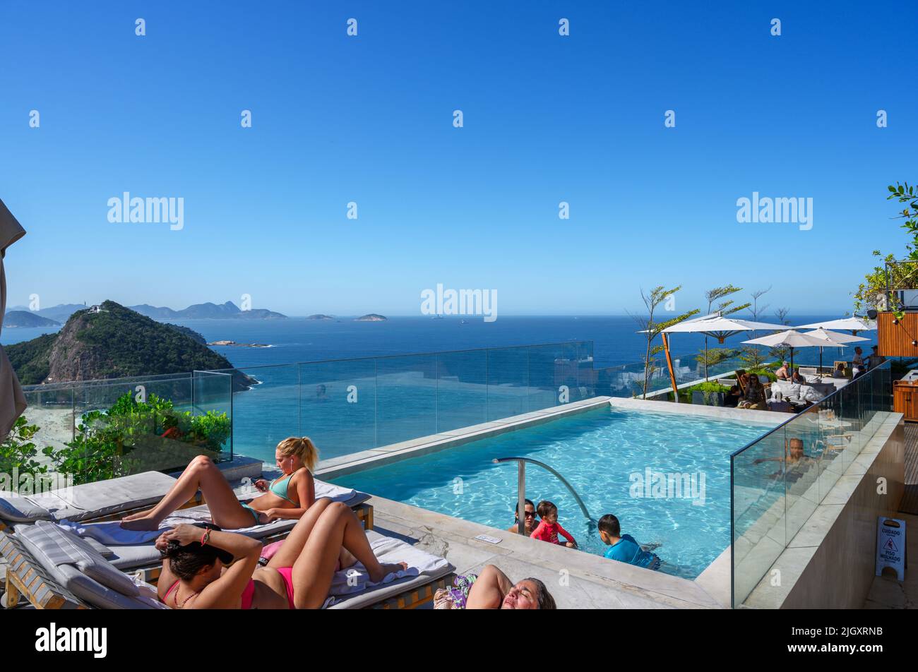 Rooftop Pool of the Hilton Hotel, Copacabana, Rio de Janeiro, Brazil Stock Photo