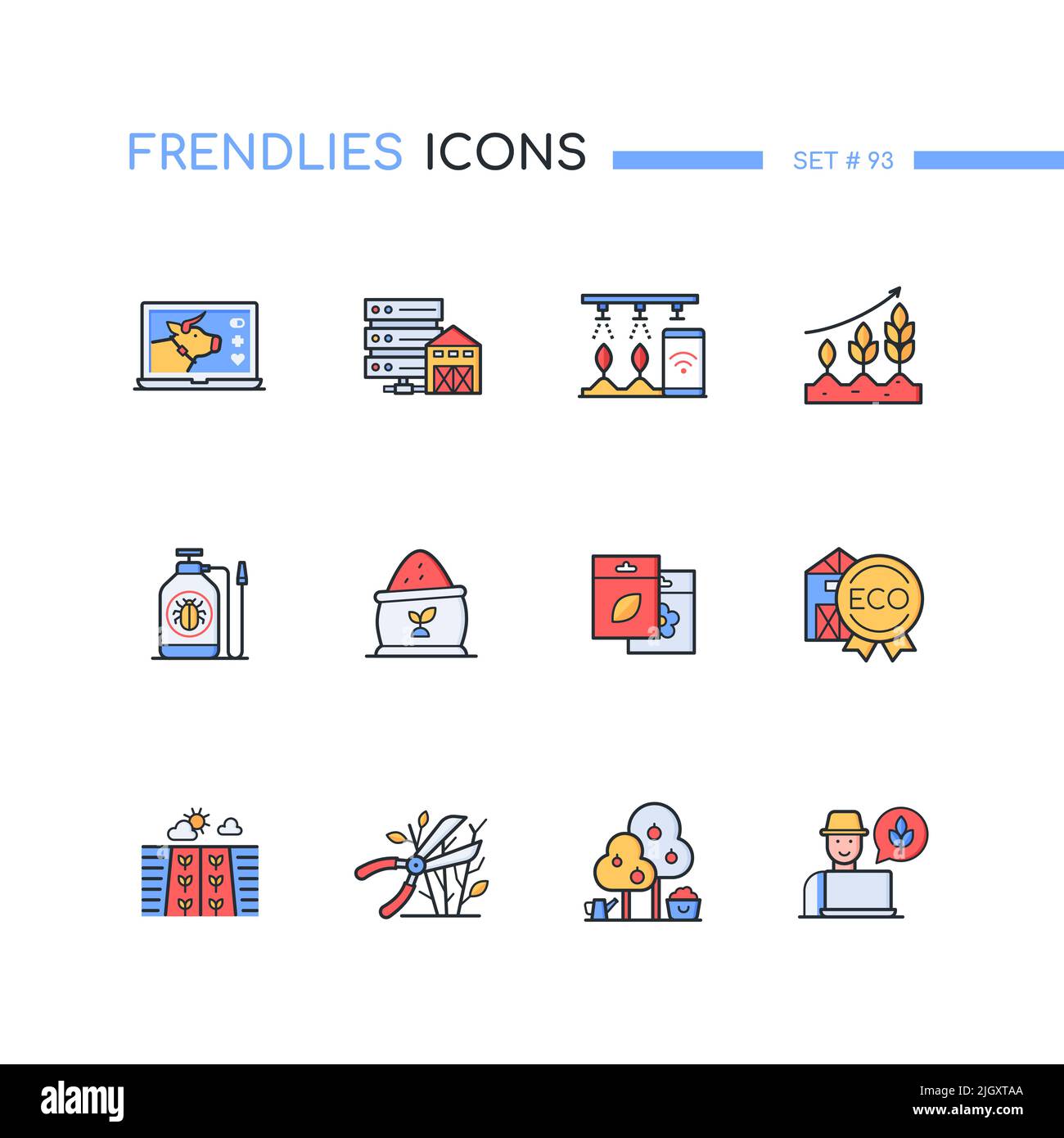 Livestock and farming - modern line design style icons set Stock Vector ...