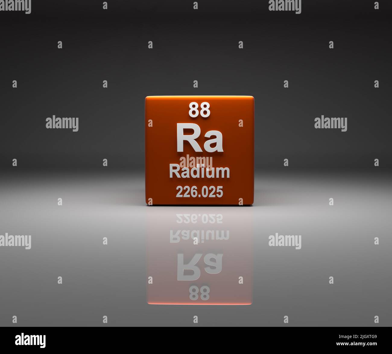 Cube with Radium number 88 periodic table, 3d rendering Stock Photo