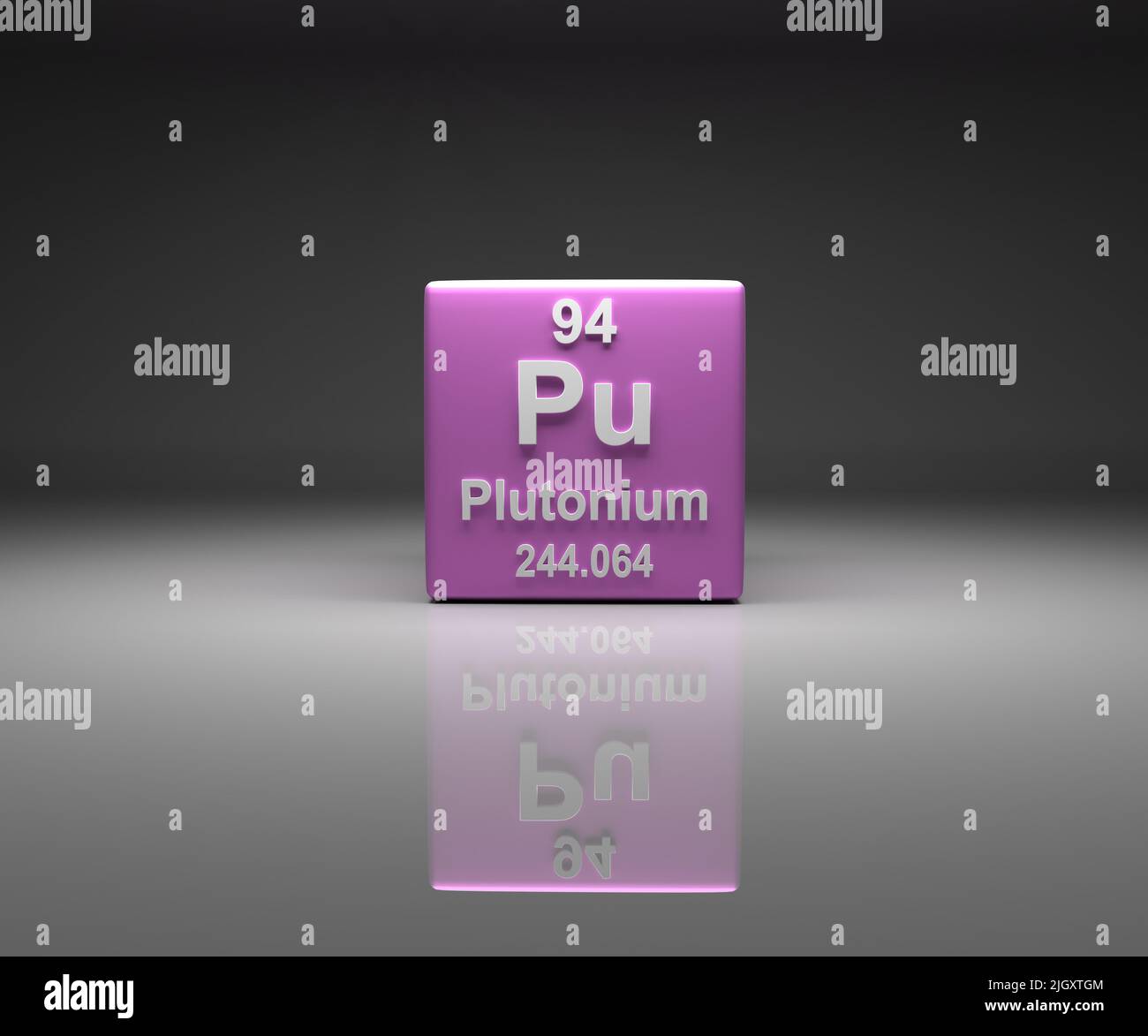 Cube with Plutonium number 94 periodic table, 3d rendering Stock Photo